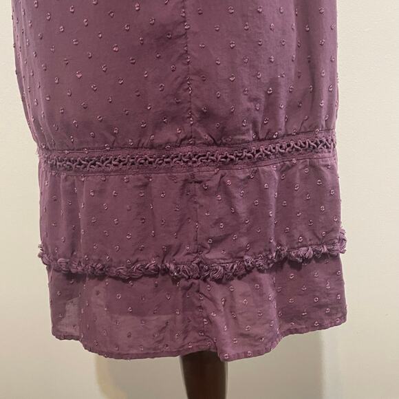 Loft Women's Shift Dress Plum Purple Swiss Polka Dot Crochet Size S - Picture 9 of 14